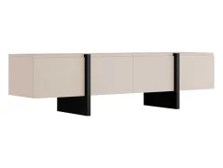 Tv-Meubel Met 4 Deuren Van Mdf - Beige En Zwart - Luvonia