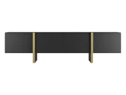 Tv-Meubel Met 4 Deuren Van Mdf - Zwart En Goud - Luvonia