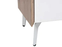 Tv-Meubel Met 4 Lades En 2 Nissen - Mdf & Metaal - Witgelakt & Naturelkleur - Cayana