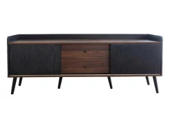 Tv-Meubel Met 2 Lades En 2 Schuifdeuren - Moderne Stijl - Kleuren: Zwart En Naturel