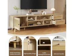 Tv-Meubel Van 160 Cm - 1 Deur, 2 Laden En 4 Vakken - Naturel