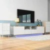 Tv-Meubel Van 180 Cm Met Led - 2 Laden En 2 Open Planken - Eigentijdse Scandinavische Stijl - Wit
