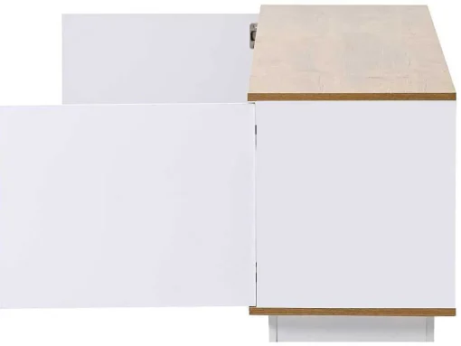 Tv-Meubel Van 180 Cm Met Led - 2 Laden En 2 Open Planken - Eigentijdse Scandinavische Stijl - Wit