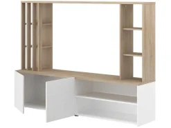 Tv-Wand Met Opbergruimte - Naturel En Wit - Gorbella