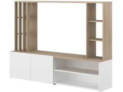 Tv-Wand Met Opbergruimte - Naturel En Wit - Gorbella