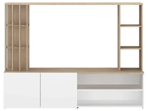 Tv-Wand Met Opbergruimte - Naturel En Wit - Gorbella
