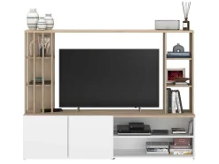 Tv-Wand Met Opbergruimte - Naturel En Wit - Gorbella