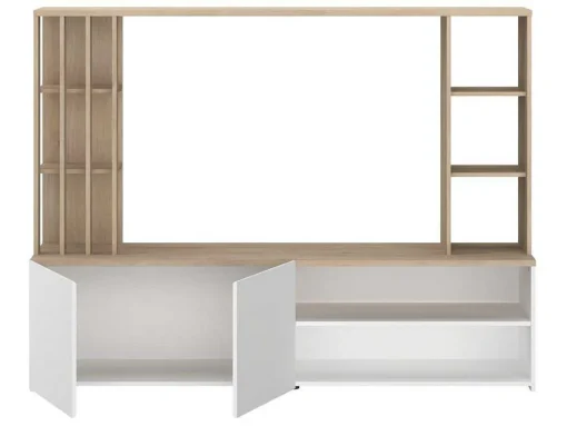 Tv-Wand Met Opbergruimte - Naturel En Wit - Gorbella