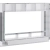 Tv-Wand Met Opbergruimte En Ledverlichting Van Gerookt Gehard Glas - Wit Gelakt - Briano