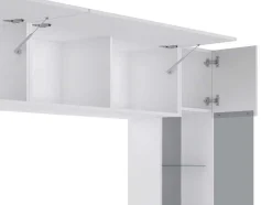 Tv-Wand Met Opbergruimte En Ledverlichting Van Gerookt Gehard Glas - Wit Gelakt - Briano