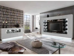 Tv-Wandmeubel Blake Met Opbergruimte - Led-Verlichting - Wit Gelakt