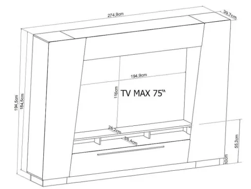 Tv-Wandmeubel Chace Met Opbergruimte - Witgelakt Mdf