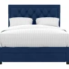 Tweepersoons Bed Met Laden En Opbergruimte - Blauw Fluweel - 160 X 200 Cm - Leopold