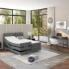 Tweepersoons Boxspring Met Elektrische Bedbodem + Matras En Dekmatras Castel Palacio - 2X90X200Cm - Lichtgrijze Stof