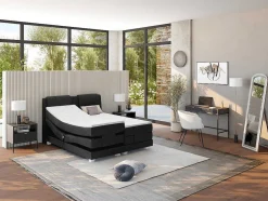 Tweepersoons Boxspring Met Elektrische Bedbodem + Matras En Dekmatras Castel Van Palacio - 2X80X200 Cm - Antraciet