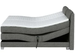 Tweepersoons Boxspring Met Elektrische Bedbodem + Matras En Dekmatras Castel Palacio - 2X90X200Cm - Lichtgrijze Stof