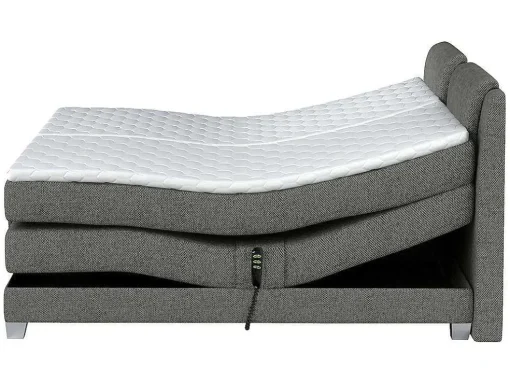 Tweepersoons Boxspring Met Elektrische Bedbodem + Matras En Dekmatras Castel Palacio - 2X90X200Cm - Lichtgrijze Stof