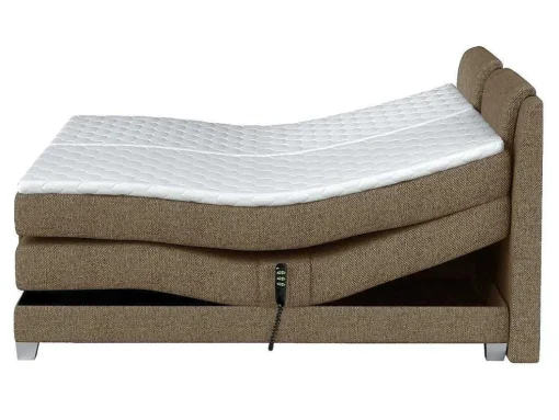 Tweepersoons Boxspring Met Elektrische Bedbodem + Matras En Dekmatras Castel Palacio - 2X80X200Cm - Beige Stof
