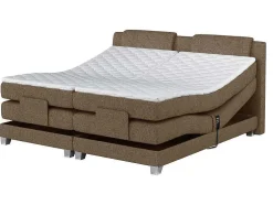 Tweepersoons Boxspring Met Elektrische Bedbodem + Matras En Dekmatras Castel Palacio - 2X80X200Cm - Beige Stof