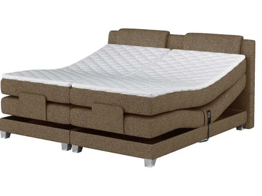 Tweepersoons Boxspring Met Elektrische Bedbodem + Matras En Dekmatras Castel Palacio - 2X80X200Cm - Beige Stof