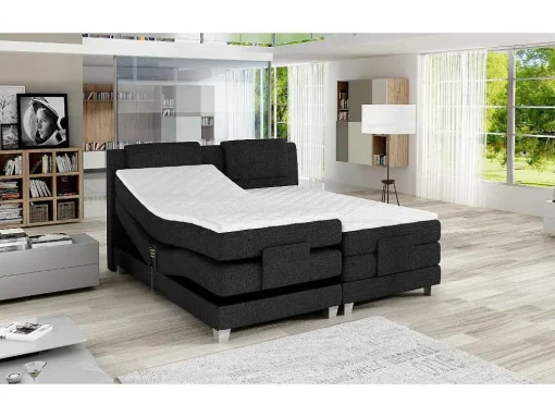 Tweepersoons Boxspring Met Elektrische Bedbodem + Matras En Dekmatras Castel Van Palacio - 2X80X200 Cm - Antraciet