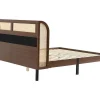 Tweepersoonsbed 160X200Cm - Met Kunstleer En Pvc Rotan Kussens - Met Houten Lattenbodem - Bruin