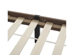 Tweepersoonsbed 160X200Cm - Met Kunstleer En Pvc Rotan Kussens - Met Houten Lattenbodem - Bruin