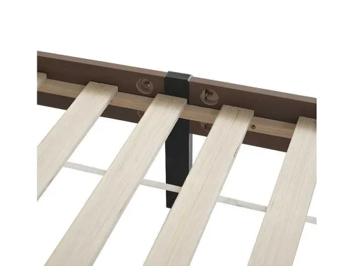 Tweepersoonsbed 160X200Cm - Met Kunstleer En Pvc Rotan Kussens - Met Houten Lattenbodem - Bruin