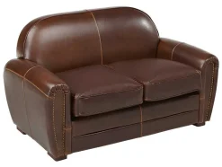 Tweezits Clubbank Van Leer Met Lived-In Aspect Baudoin - Bruin