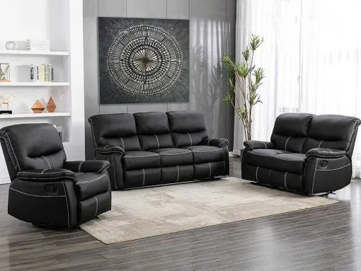 Tweezits Relaxbank Canby - Kunstleer - Zwart