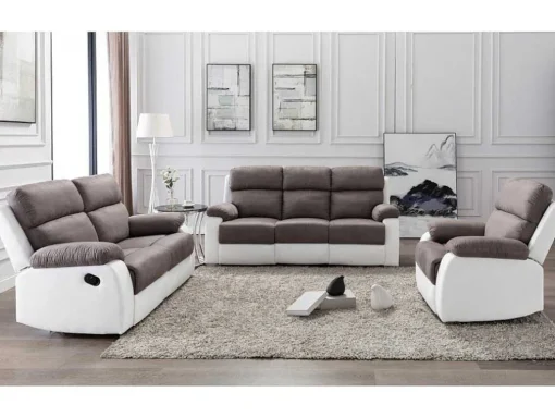 Tweezits Relaxbank Van Microvezel En Kunstleer Tolzano - Grijs En Wit