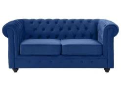 Tweezitsbank Chesterfield - Fluweel - Koningsblauw
