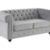 Tweezitsbank Chesterfield - Fluweel - Lichtgrijs