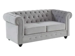 Tweezitsbank Chesterfield - Fluweel - Lichtgrijs