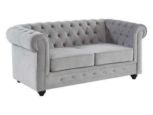 Tweezitsbank Chesterfield - Fluweel - Lichtgrijs