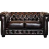 Tweezitsbank Chesterfield Brenton 100% Buffelleer - Bruin Tinten