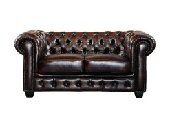 Tweezitsbank Chesterfield Brenton 100% Buffelleer - Bruin Tinten