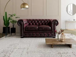 Tweezitsbank Chesterfield Brenton 100% Buffelleer - Cherry