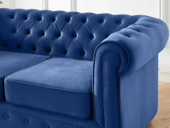 Tweezitsbank Chesterfield - Fluweel - Koningsblauw