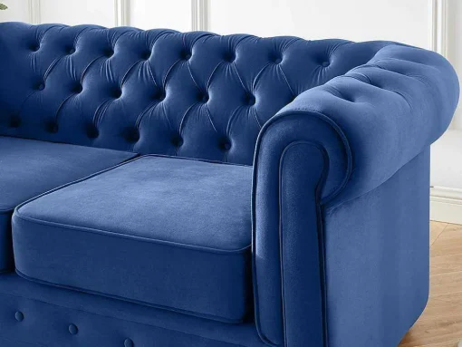 Tweezitsbank Chesterfield - Fluweel - Koningsblauw