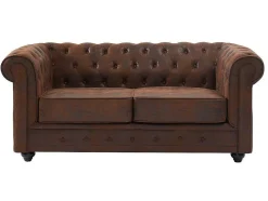 Tweezitsbank Chesterfield Van Microvezel Met Vintage Look