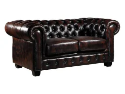 Tweezitsbank Chesterfield Brenton 100% Buffelleer - Bruin Tinten