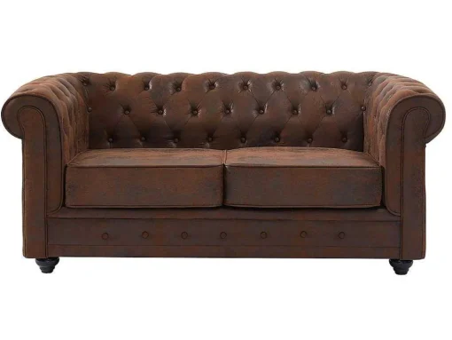 Tweezitsbank Chesterfield Van Microvezel Met Vintage Look