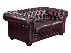 Tweezitsbank Chesterfield Brenton 100% Buffelleer - Cherry