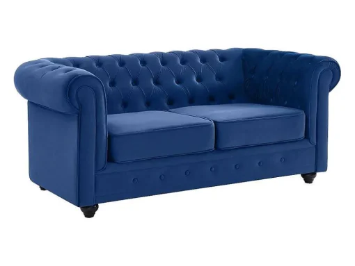 Tweezitsbank Chesterfield - Fluweel - Koningsblauw