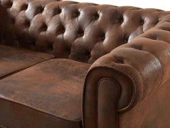 Tweezitsbank Chesterfield Van Microvezel Met Vintage Look