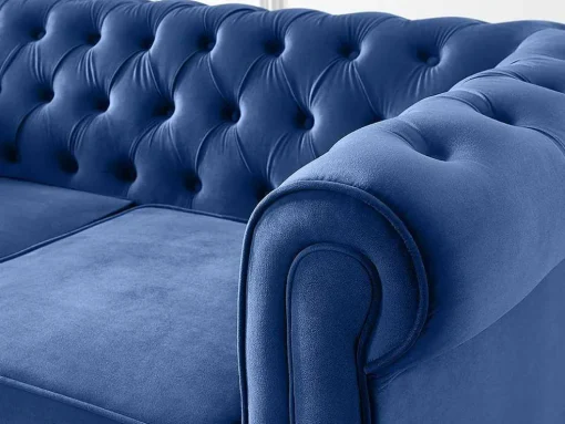 Tweezitsbank Chesterfield - Fluweel - Koningsblauw