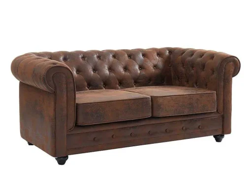 Tweezitsbank Chesterfield Van Microvezel Met Vintage Look