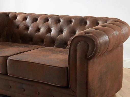 Tweezitsbank Chesterfield Van Microvezel Met Vintage Look
