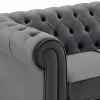 Tweezitsbank Van Antracietkleurig Velours Chesterfield